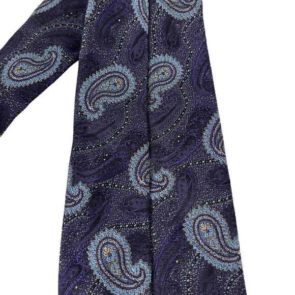 Jos A Bank Signature Collection Mens Purple Blue Paisley Neck Tie Necktie Silk - Picture 13 of 16